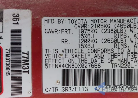 2013 Toyota Tacoma from USA, damaged, VIN 5TFNX4CN8DX027668